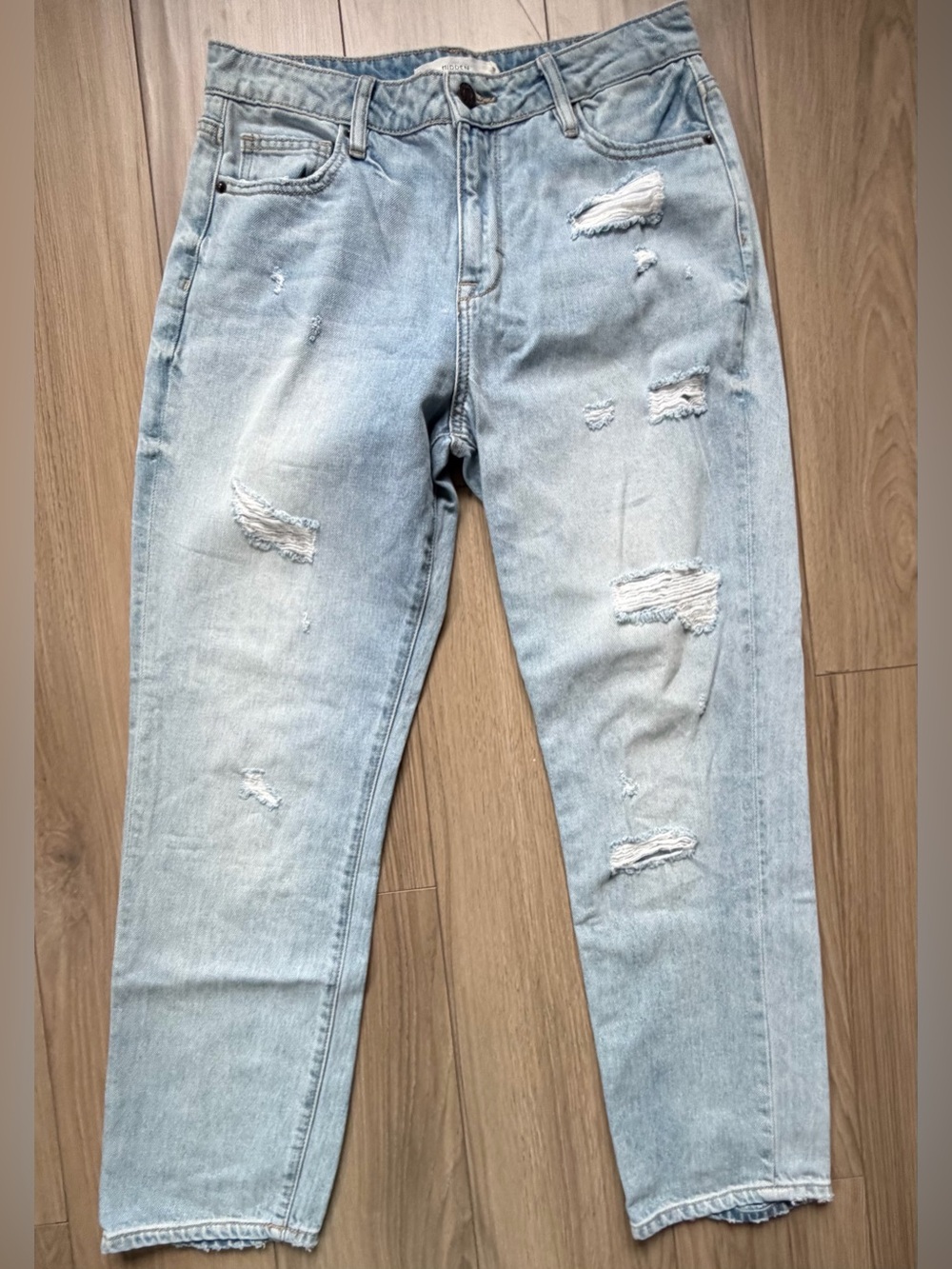 HIdden Jeans Distressed High Rise Straight Leg Ankle Sz 28 LIght Wash